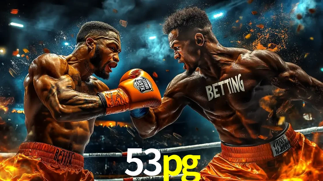 Dois boxeadores em uma luta intensa e explosiva, representando a adrenalina e as oportunidades de apostas em esportes de combate disponíveis na plataforma 53pg.