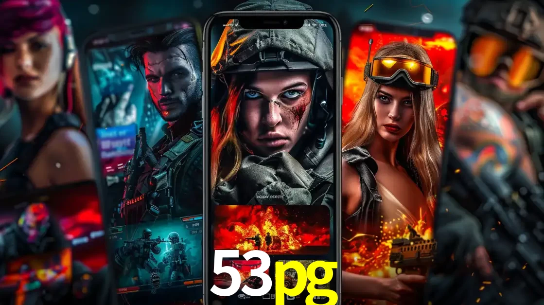 Montagem de telas de celular mostrando diversos personagens, masculinos e femininos, de um jogo de tiro, ilustrando a diversidade de equipes de e-sports para apostar no 53pg.