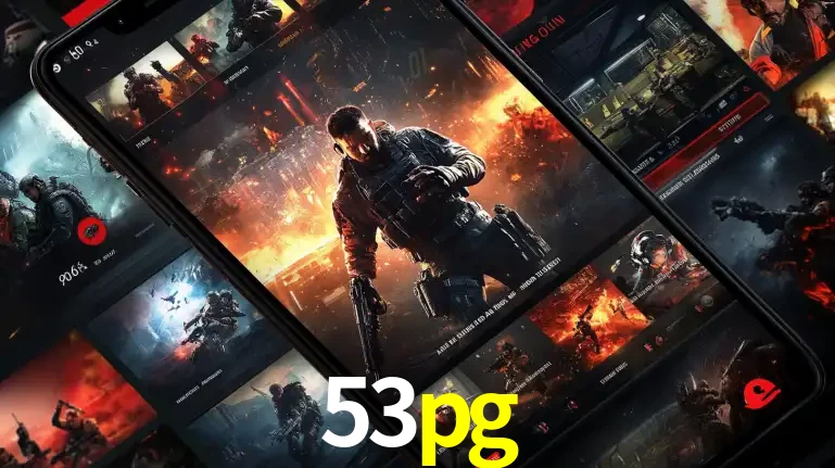 Tela de um celular exibindo uma galeria de jogos de tiro com temática militar, mostrando a variedade de e-sports disponíveis para apostas na plataforma de entretenimento 53pg.