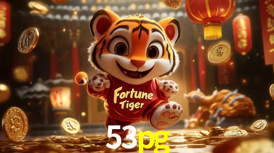 O alegre personagem do Fortune Tiger correndo sobre um caminho de moedas de ouro, simbolizando os grandes prêmios e a diversão do popular jogo de slot do 53pg.
