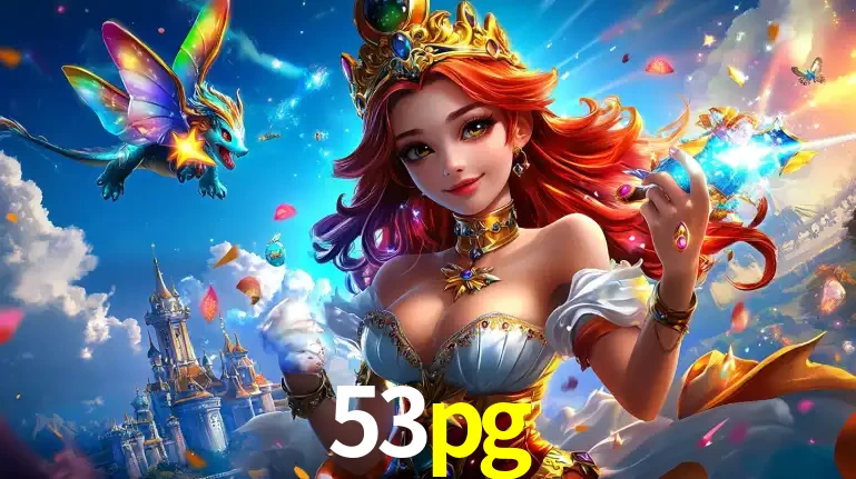A princesa de um reino de fantasia mágico, com seu pequeno dragão, apresentando um mundo de prêmios encantados nos jogos de caça-níqueis do cassino 53pg.